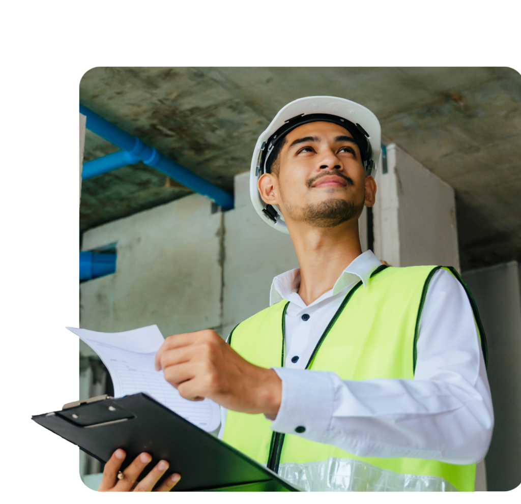 man holding clipboard