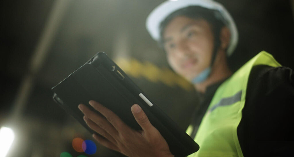 engineer working on a tablet