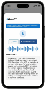 Voice1st recording screen on a phone